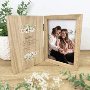 Personalised Pink Floral Book Photo Frame – Custom Message Keepsake Gift