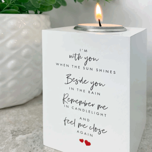 Memorial Wooden Tea Light Holder – Remembrance Candle Keepsake