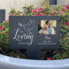 Personalised Memorial Photo Slate Plant Marker – In Loving Memory Dove Design - Image 3