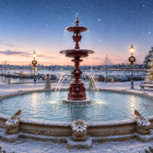 Robins by the Fountain